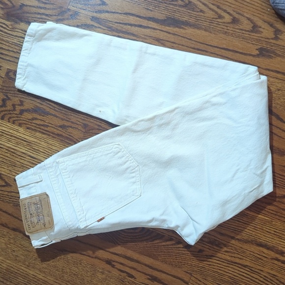 Vtg Levis Orange Tab White Denim Jeans Slim Fit Tapered Leg Sz 10 W28 L32 - Picture 7 of 11